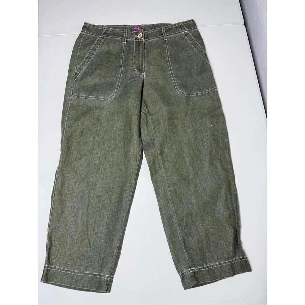 Tommy Bahama Linen Island Capri Pants Green Tea Size 6 See Description